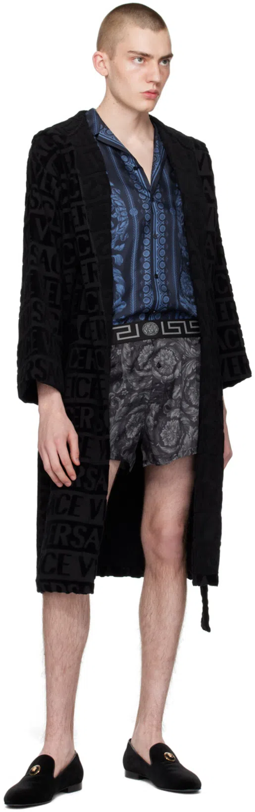 VERSACE Barocco-print Pajama Shorts In Black