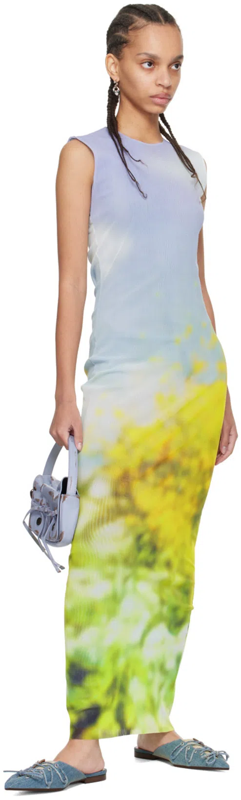 ACNE STUDIOS Sleeveless Maxi Dress Blurred Print In Purple