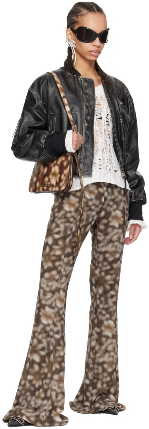 ACNE STUDIOS Aged Leather Bomber Jacket With Distressed Treatment In Black