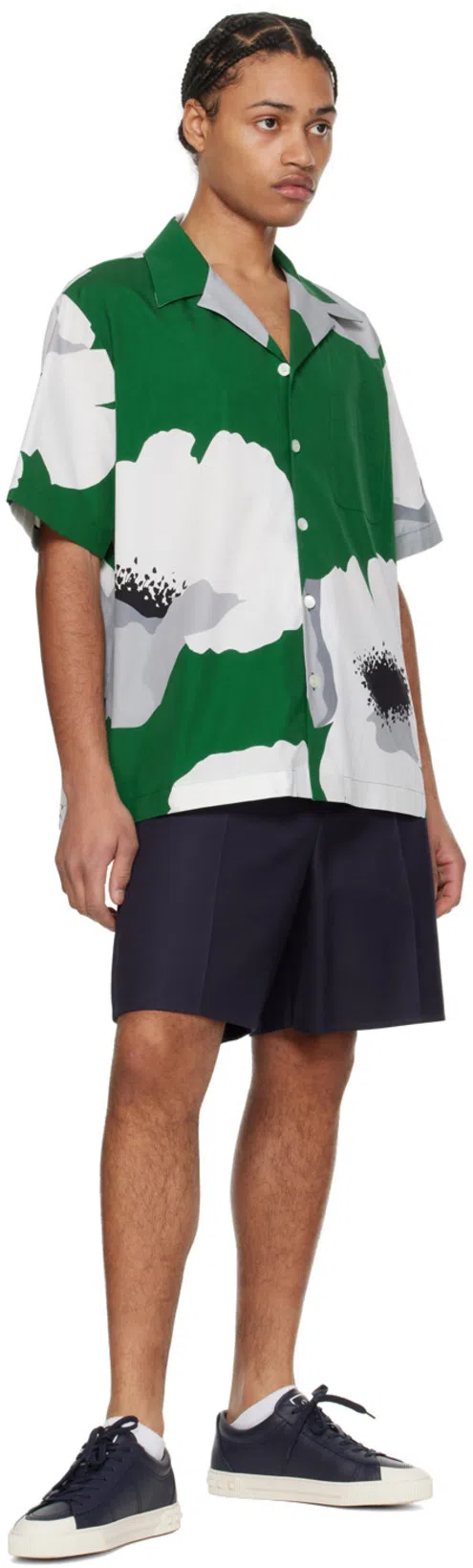 VALENTINO Garavani Black Bermuda Shorts With Vlogo Print In Toile Iconographe Man In Multicolor