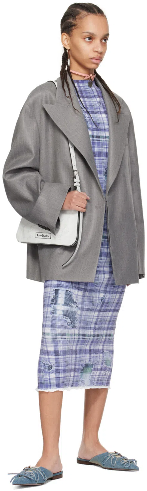 ACNE STUDIOS Sleeveless Midi Dress In Patterned Blue