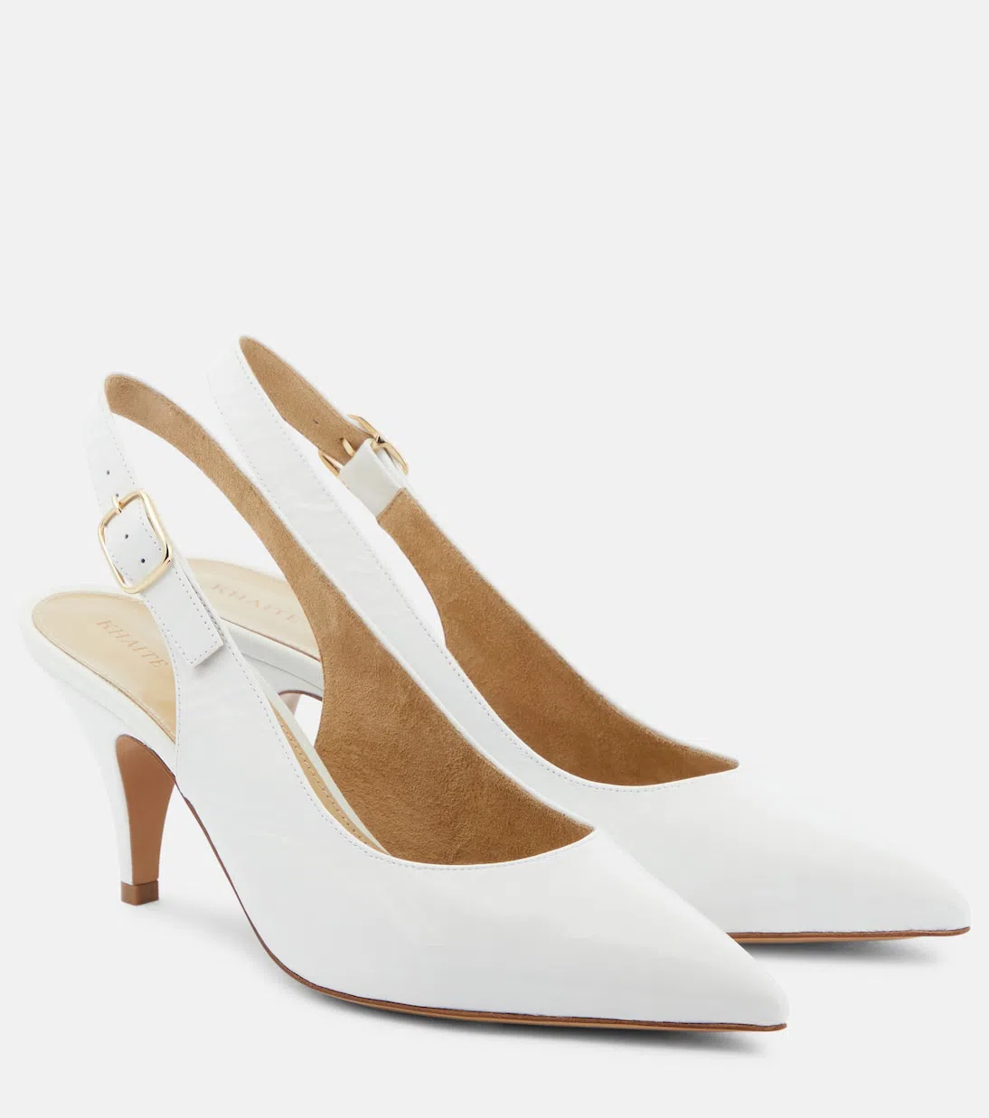 KHAITE River Crinkled-leather Slingback Pumps In White
