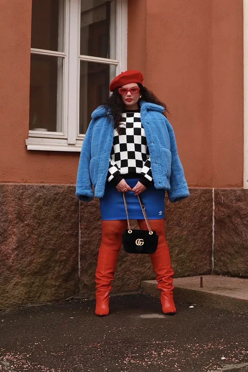 BALMAIN Tweed Pleated Flare Mini Skirt In Blue