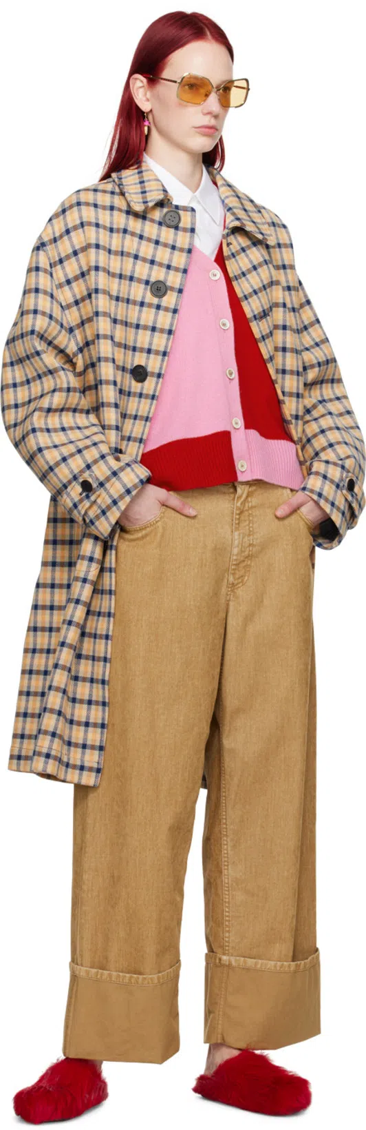 MARNI Sabot Brushed Leather Slides In Red