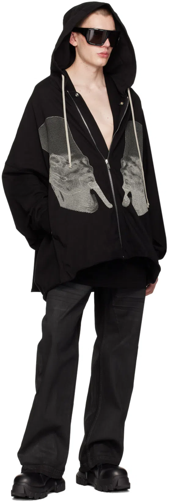 RICK OWENS Chunky Lace-up Leather Boots With Tractor Sole In Black