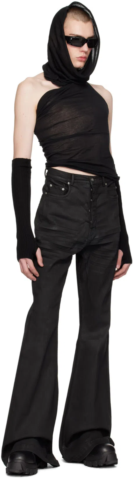 RICK OWENS Chunky Lace-up Leather Boots With Tractor Sole In Black