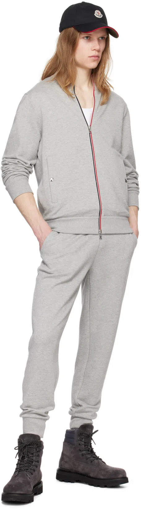 MONCLER Gray Drawstring Track Pants In Grey Melange 986