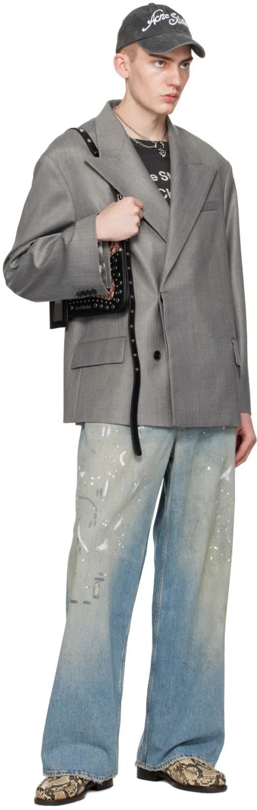 ACNE STUDIOS Men Crew Neck T-shirt With Print In Black