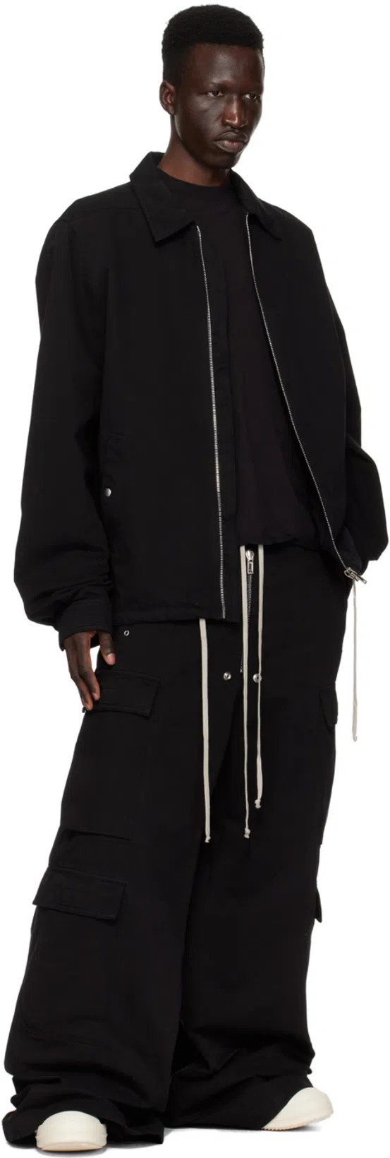 RICK OWENS DRKSHDW Creatch Wide-leg Cotton-blend Canvas Drawstring Cargo Trousers In Black