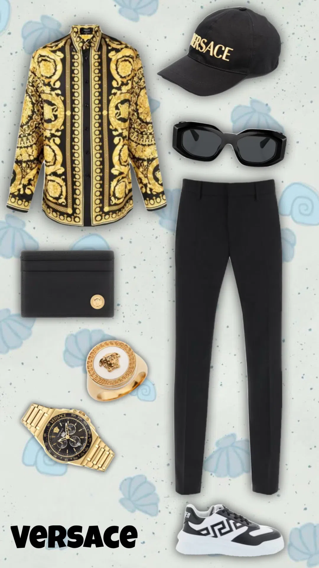 VERSACE Logo-embroidered Baseball Cap In Black Gold