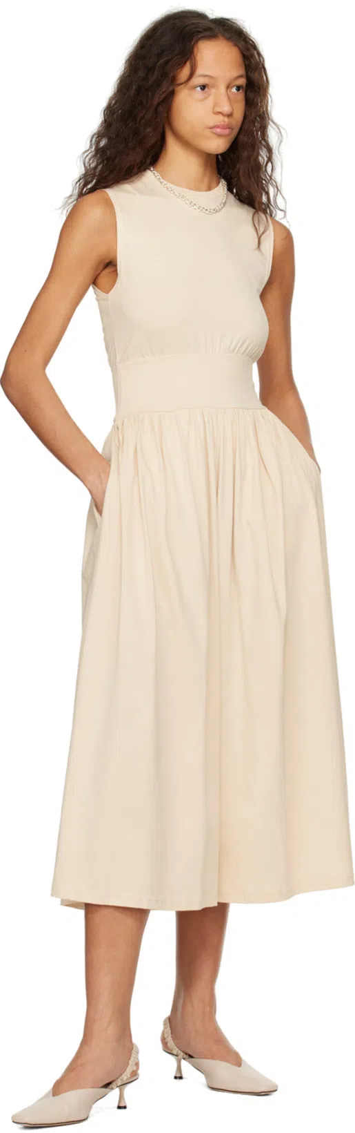TOTÊME Off-white Sleeveless Midi Dress In 087 Pearl