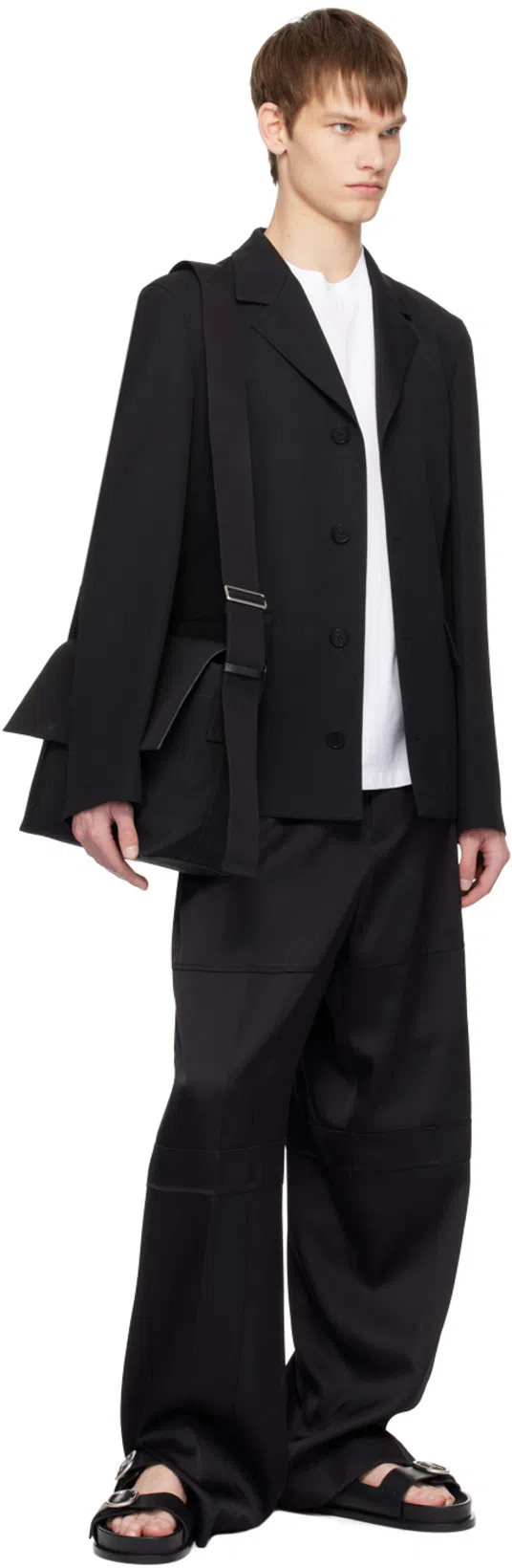 JIL SANDER Utility Large Crossbody Canvas Bag In Black