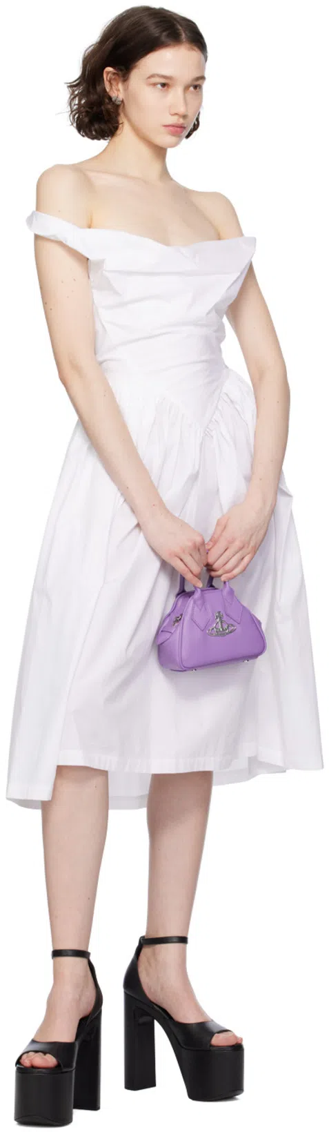 VIVIENNE WESTWOOD Sunday Draped Cotton And Silk Midi Dress In White