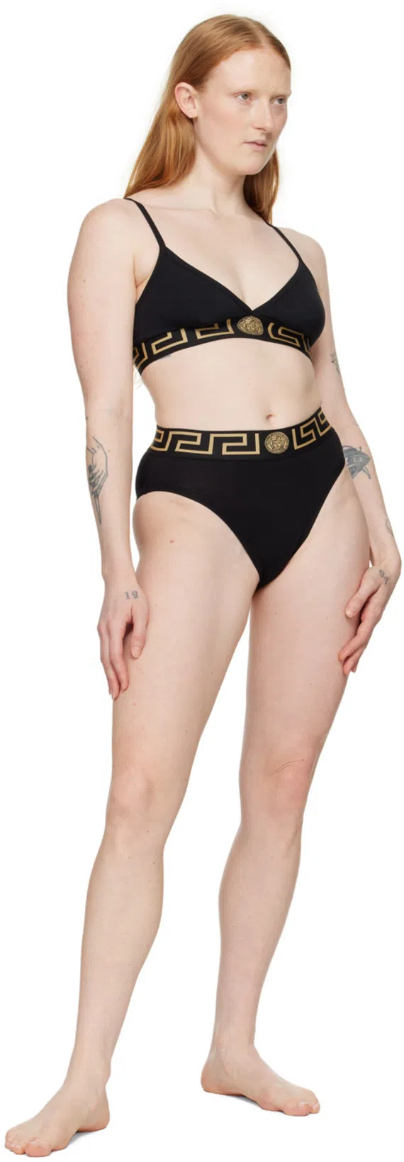 VERSACE Stretch Cotton Briefs With Logoed Elastic Band In Black