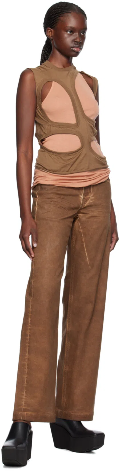 RICK OWENS DRKSHDW Bolan High-waisted Flared Jeans In Brown