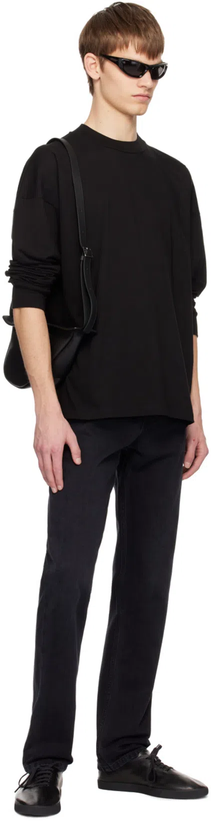 THE ROW Small Slouchy Banana Grain Leather Bag In Black