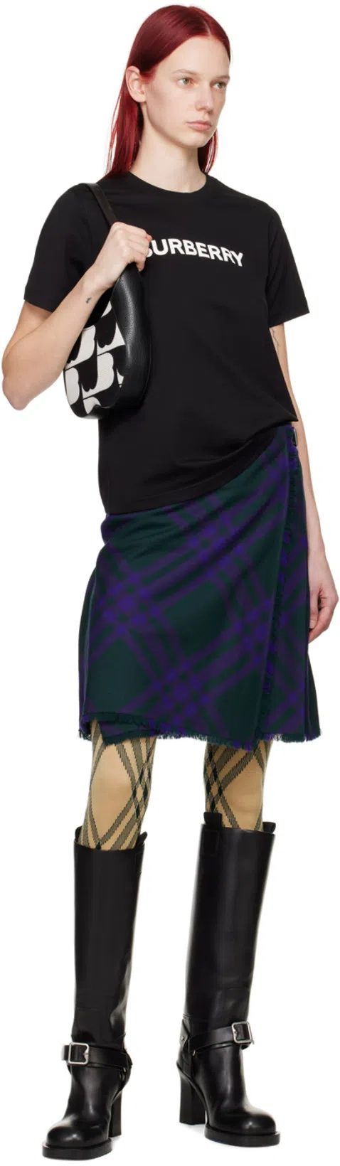 BURBERRY Asymmetrical High-waisted Silk Skirt With Plaid Pattern In Royalipcheck