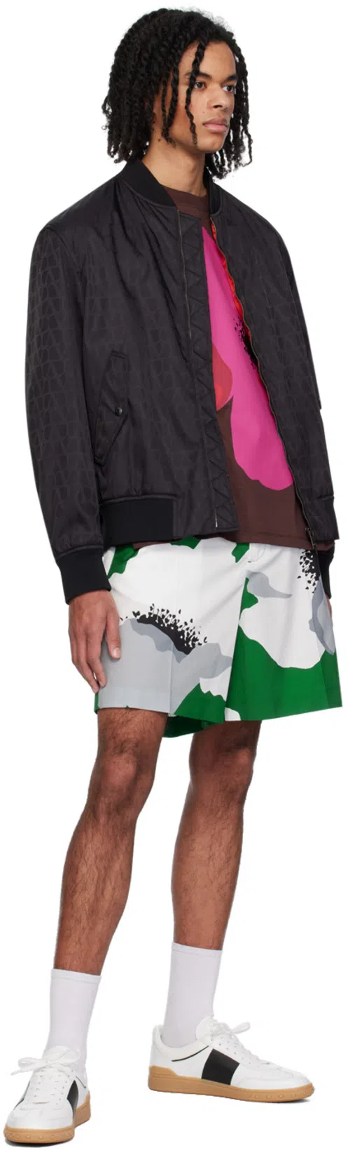 VALENTINO Garavani Printed Cotton Bermuda Shorts In Green