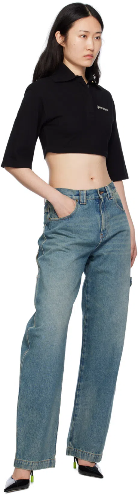 PALM ANGELS Polo Shirt With Classic Logo In Black