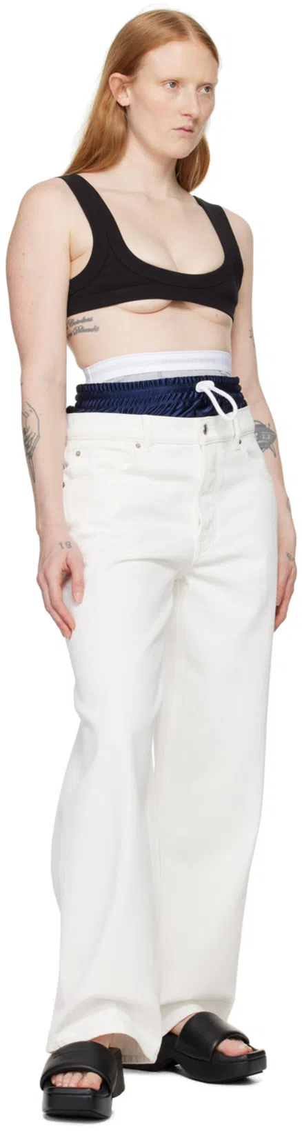 ALEXANDER WANG 85mm Aw Padded Nylon Platform Slides In Black