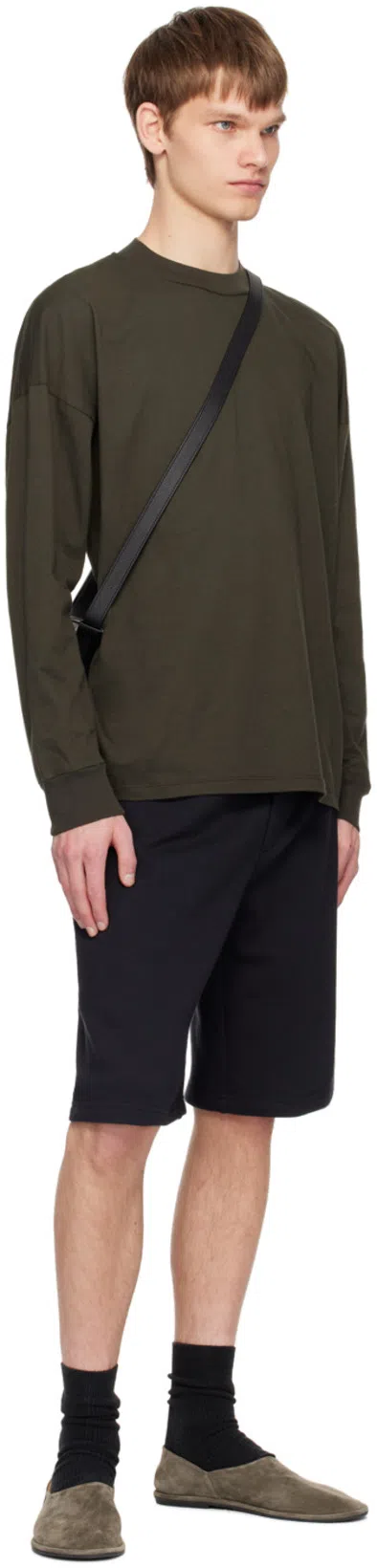 THE ROW Small Slouchy Banana Grain Leather Bag In Black