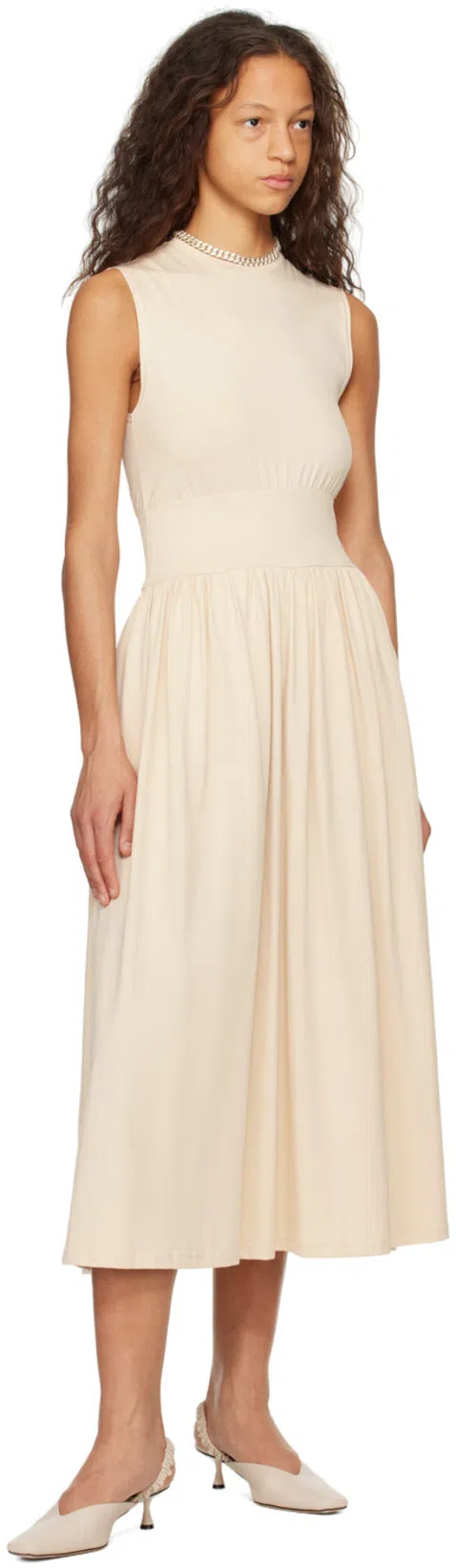 TOTÊME Off-white Sleeveless Midi Dress In 087 Pearl
