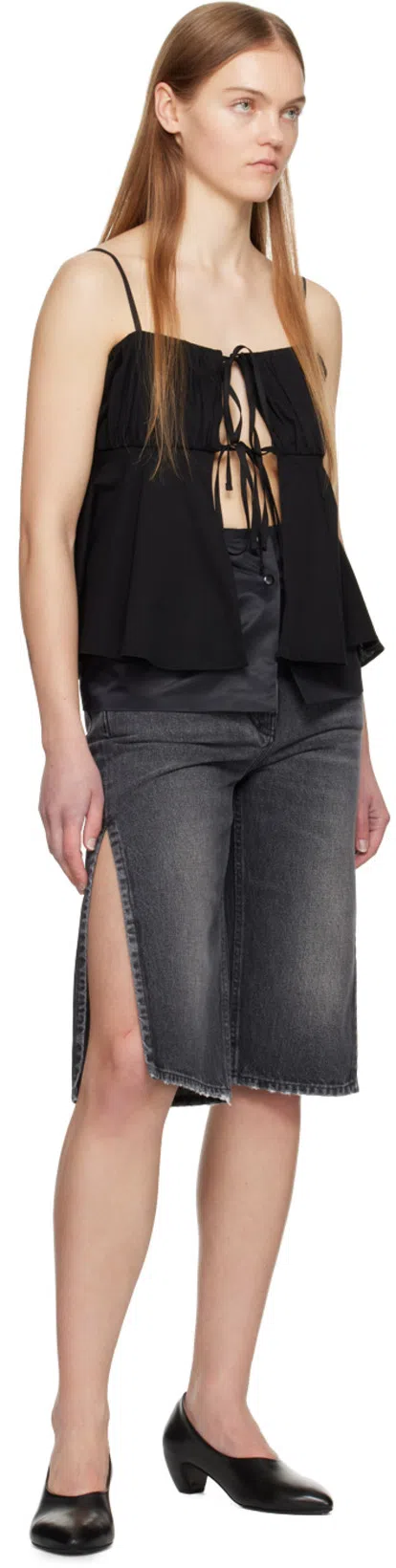 GIVENCHY Gray Distressed Denim Shorts In 001-black