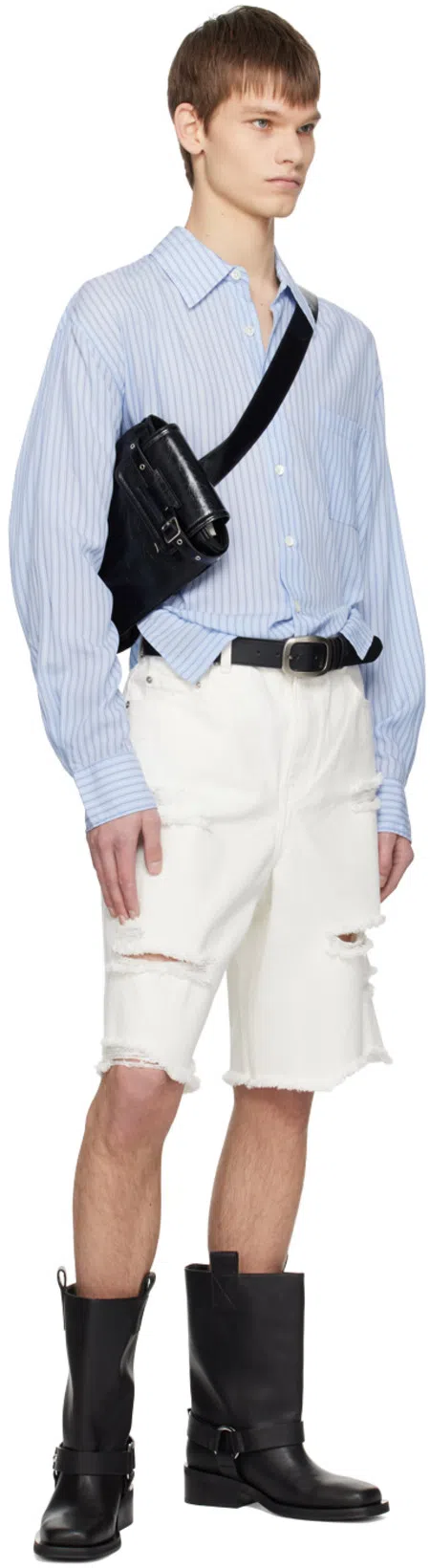 GANNI Mid Calf Recycled Leather Biker Boots In Black