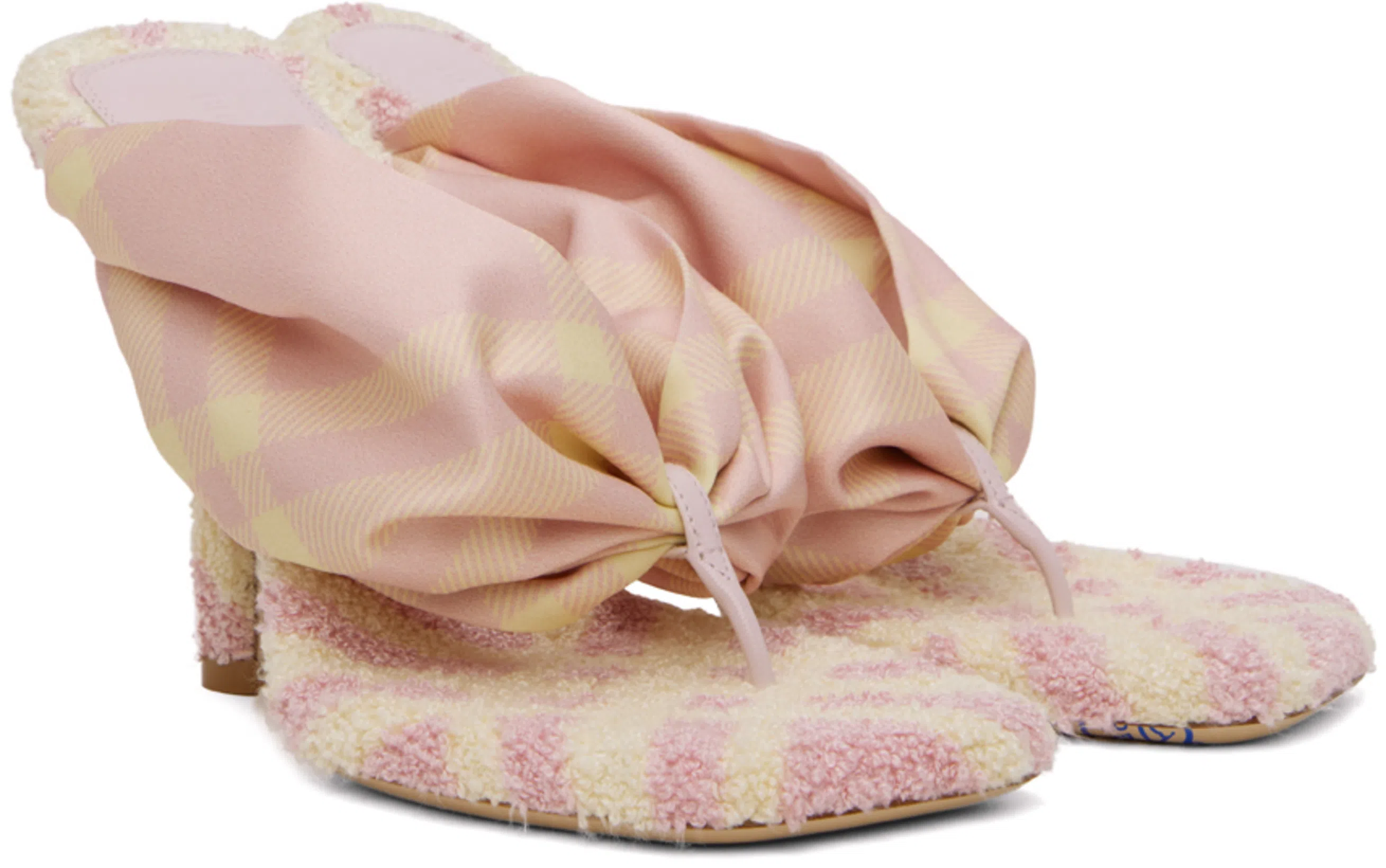 BURBERRY Tartan Fabric Thong Sandals 9cm In Cameo Ip Check