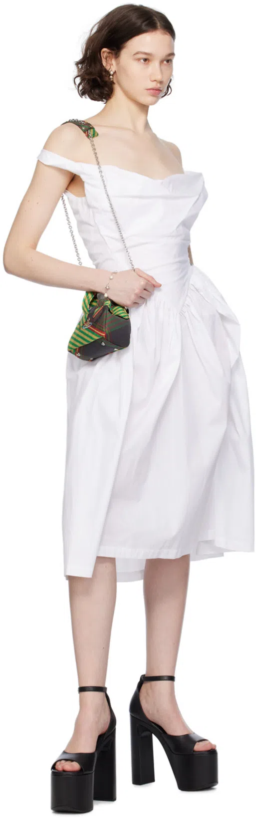 VIVIENNE WESTWOOD Sunday Draped Cotton And Silk Midi Dress In White