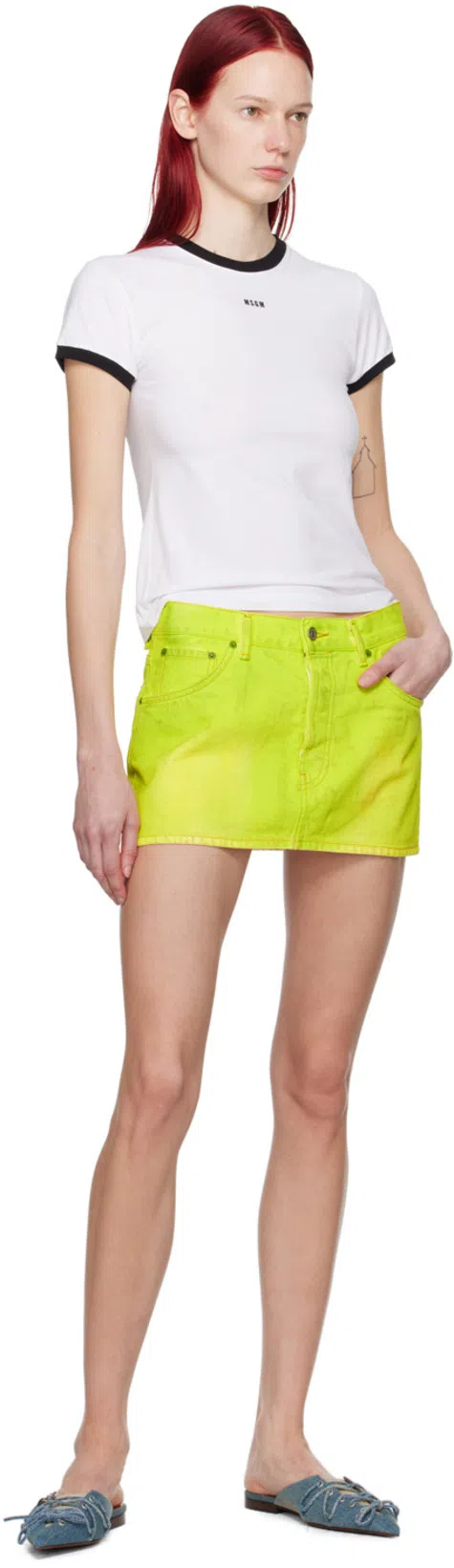 ACNE STUDIOS Denim Miniskirt In Aqp Neon Yellow