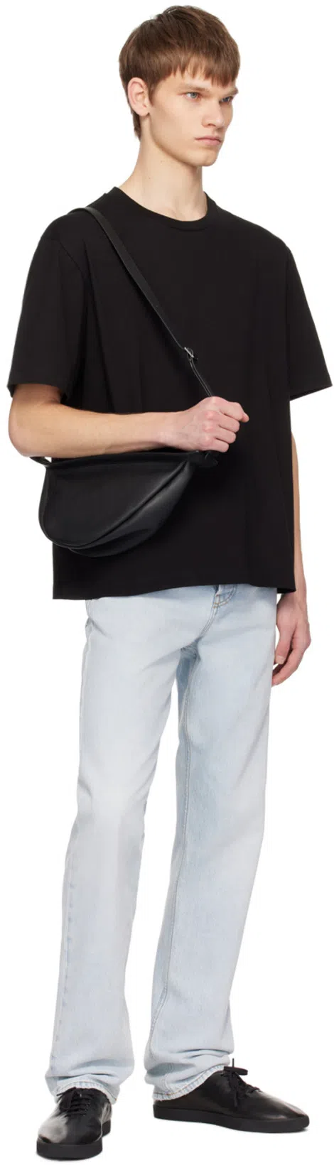 THE ROW Small Slouchy Banana Grain Leather Bag In Black