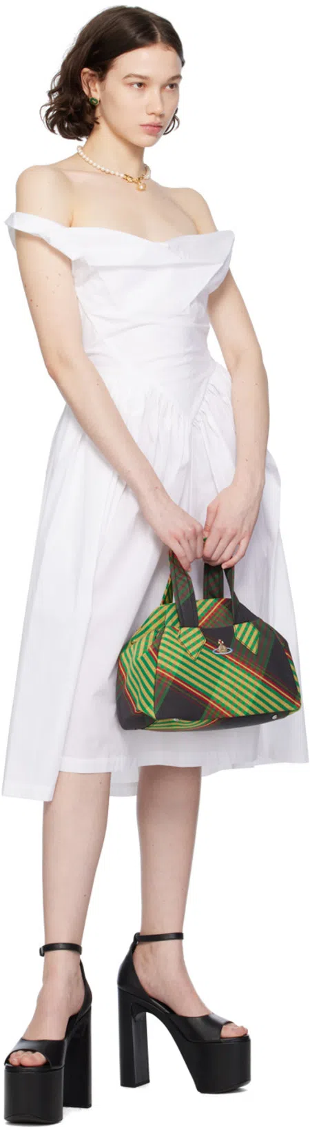 VIVIENNE WESTWOOD Sunday Draped Cotton And Silk Midi Dress In White