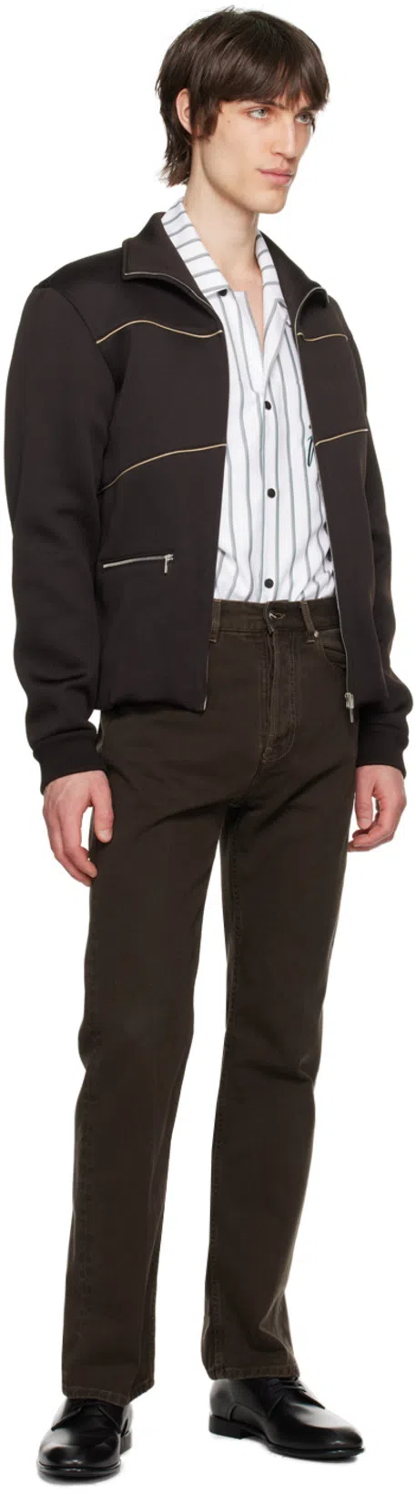 FERRAGAMO Men's Lace Up Leather Derby Shoes In Black