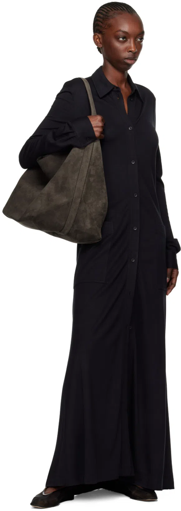 LE MONDE BERYL Luna Mesh Ballerina Flats In Black Glitter