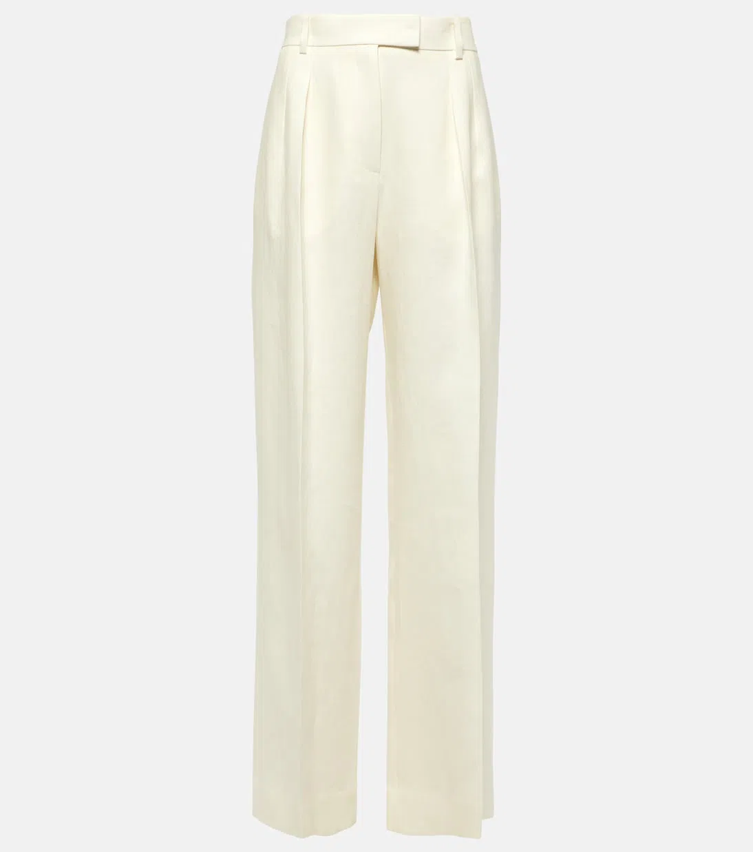 THE ROW White Linen Wide Trousers