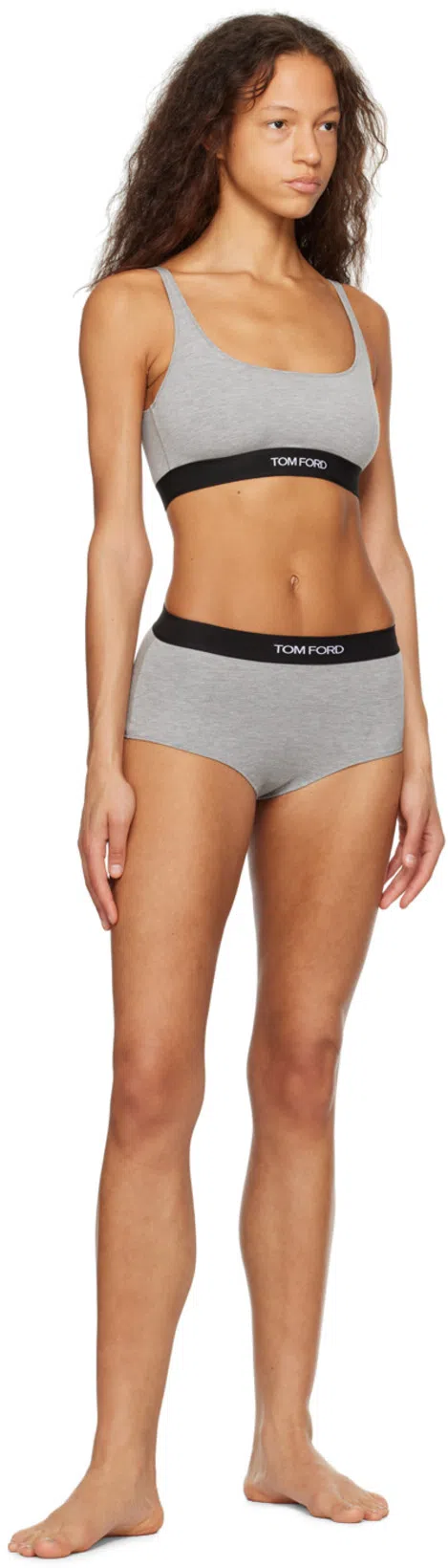 TOM FORD Logo-underband Bra In Grey