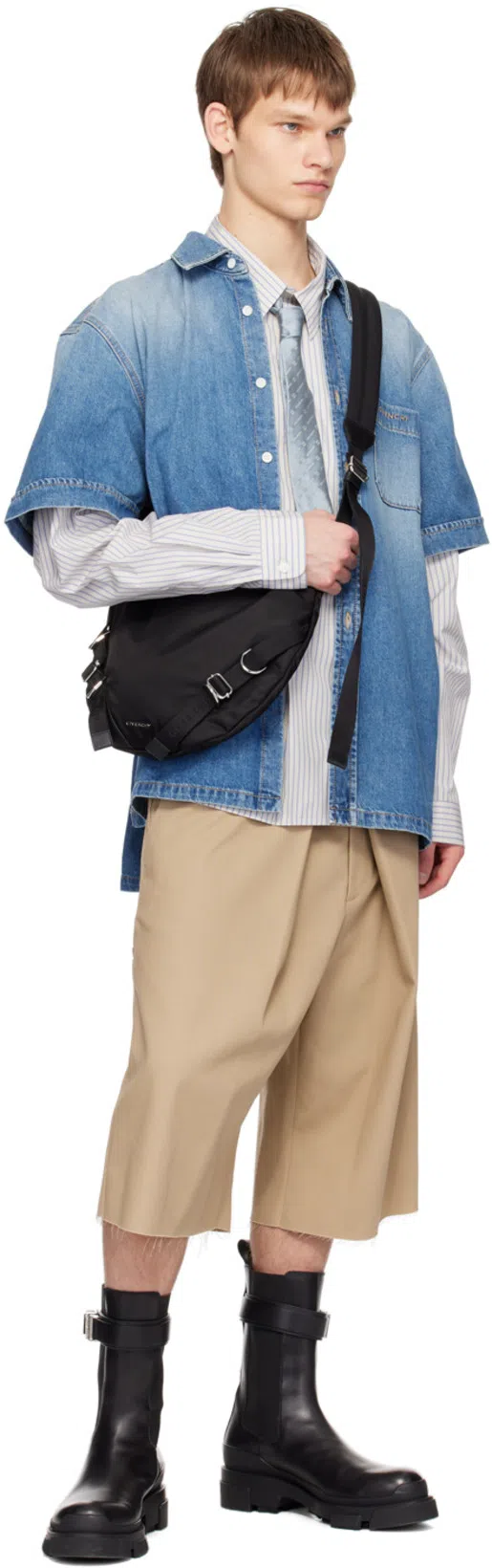 GIVENCHY Extra Wide Chino Bermuda Shorts In Canvas In Beige