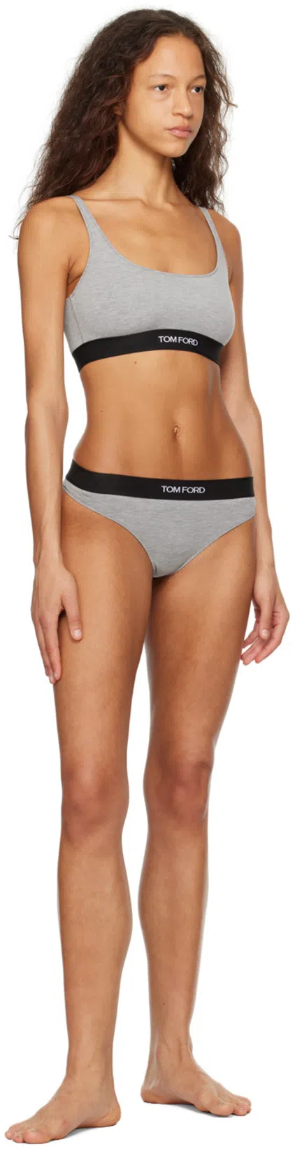 TOM FORD Logo-underband Bra In Grey