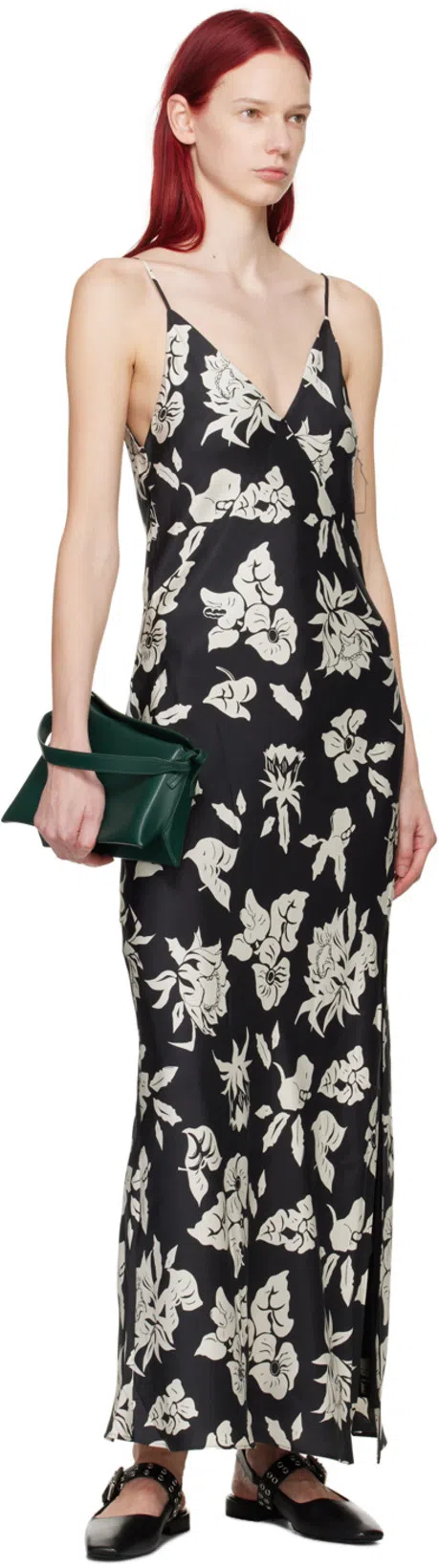 RAG & BONE Astra Houndstooth Buckle Slingback Ballerina Flats In Black