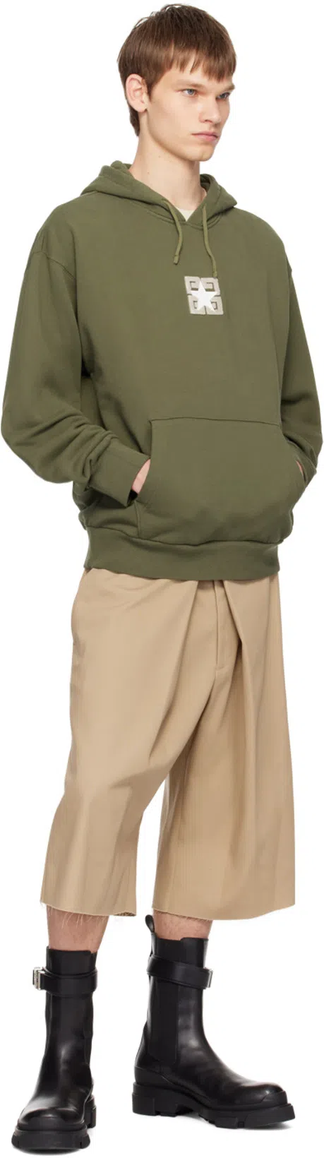 GIVENCHY Extra Wide Chino Bermuda Shorts In Canvas In Beige