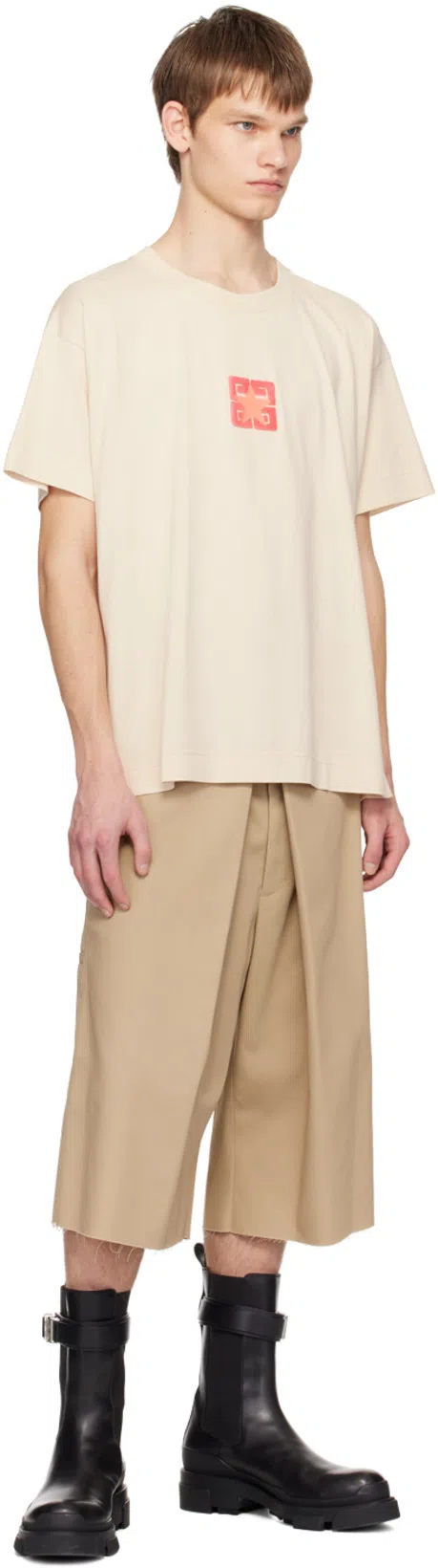 GIVENCHY Extra Wide Chino Bermuda Shorts In Canvas In Beige