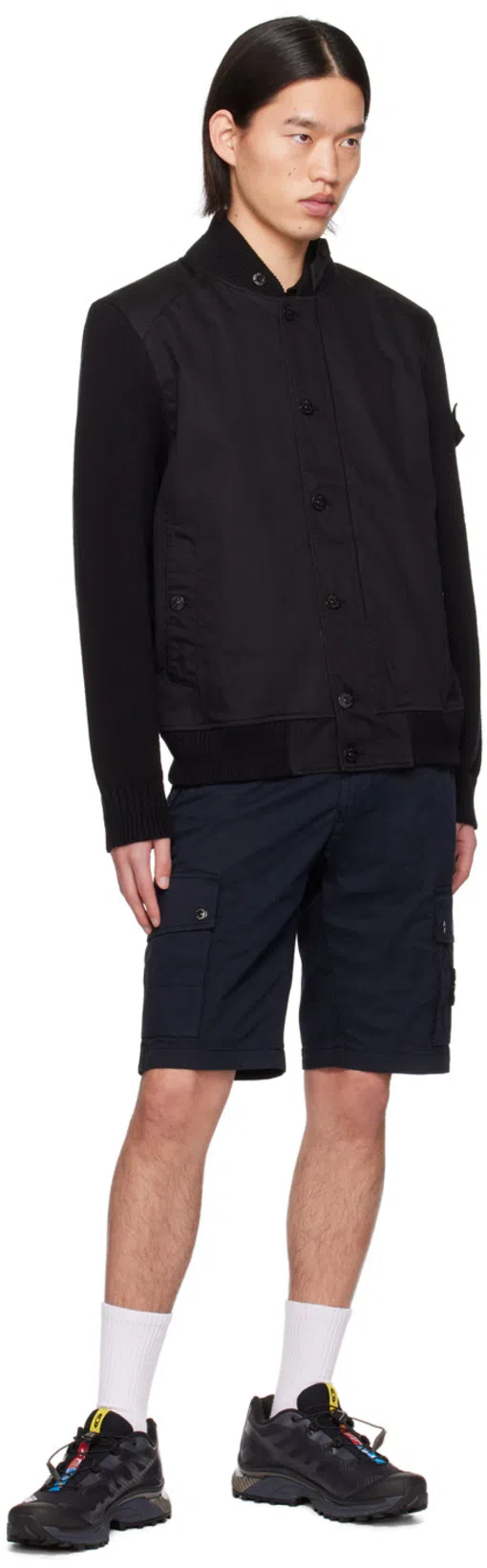 STONE ISLAND Mens Black Brand-patch Regular-fit Stretch-cotton Polo Shirt Xl