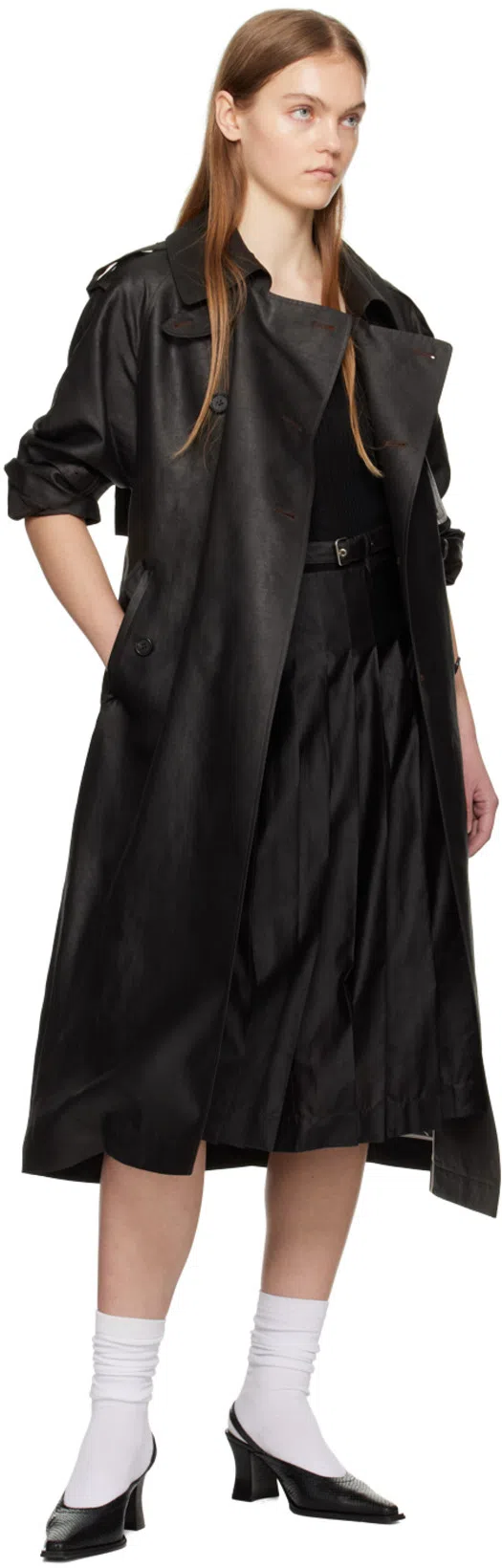 RIER Black Ribbed Tank Top In Black Silk