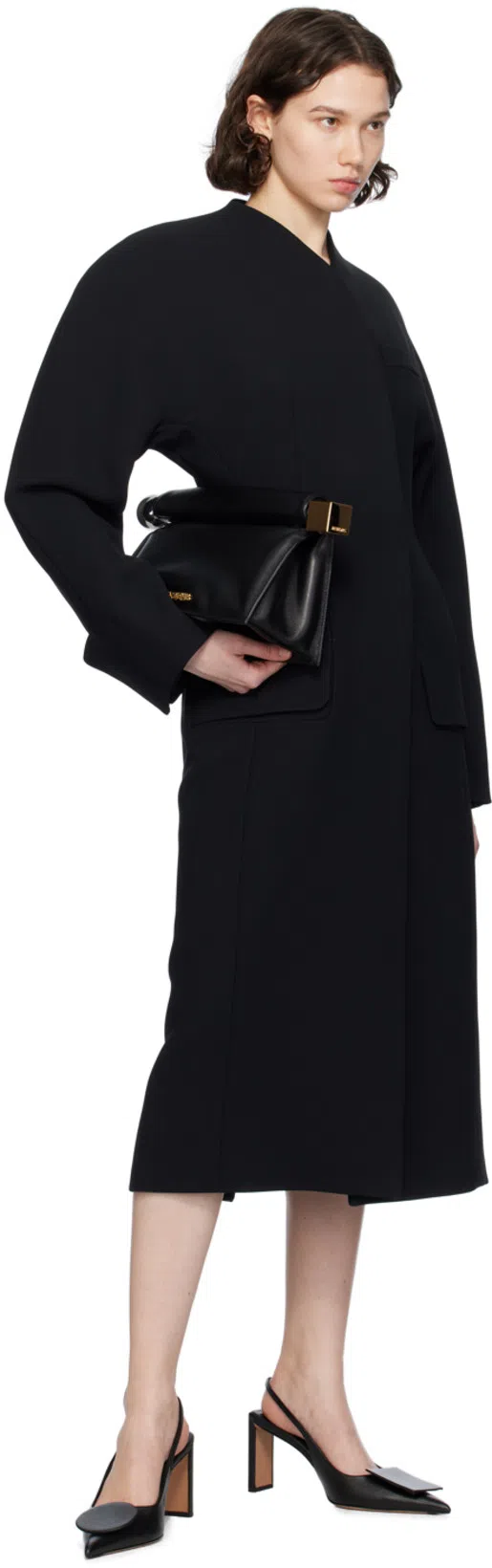 JACQUEMUS Les Duelo Plates Leather Slingback Flat In Black