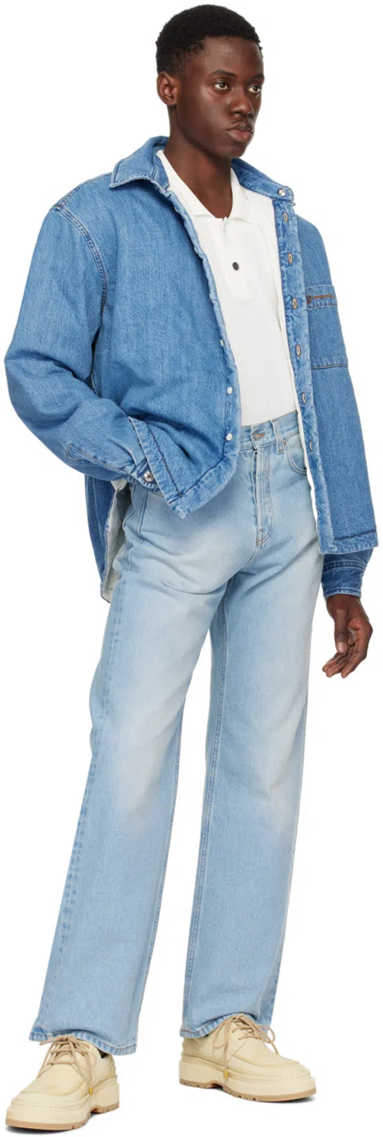 JACQUEMUS Artisan Shirt With Chest Pocket And Embroidery In Blue