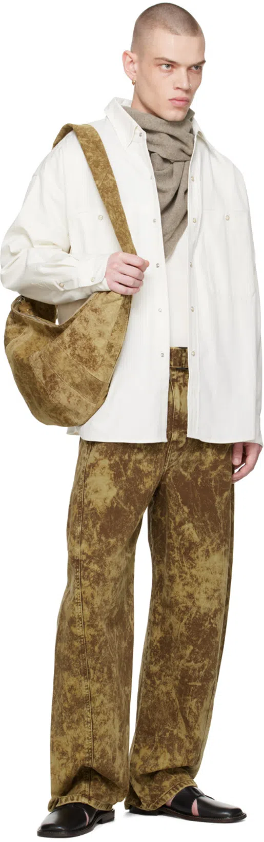 LEMAIRE White Poplin V-neck Shirt