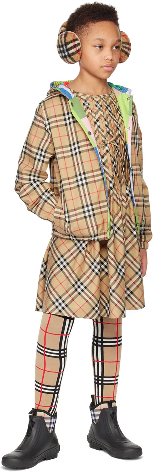 BURBERRY Flinton Check Waterproof Rain Boot In Black