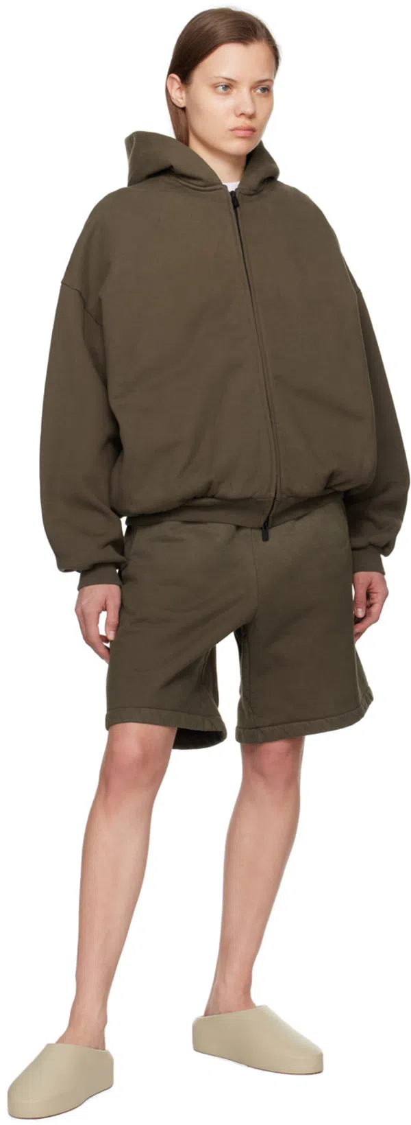 FEAR OF GOD Brown Relaxed Shorts In 311 Olive