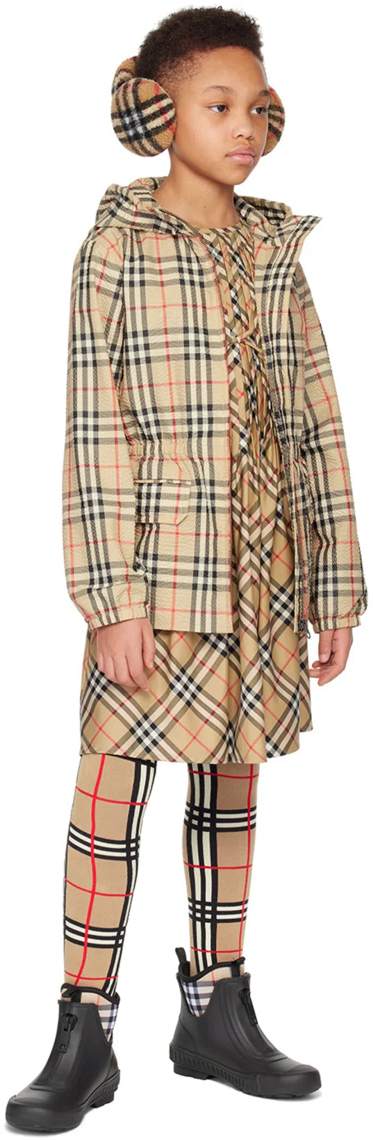 BURBERRY Flinton Check Waterproof Rain Boot In Black